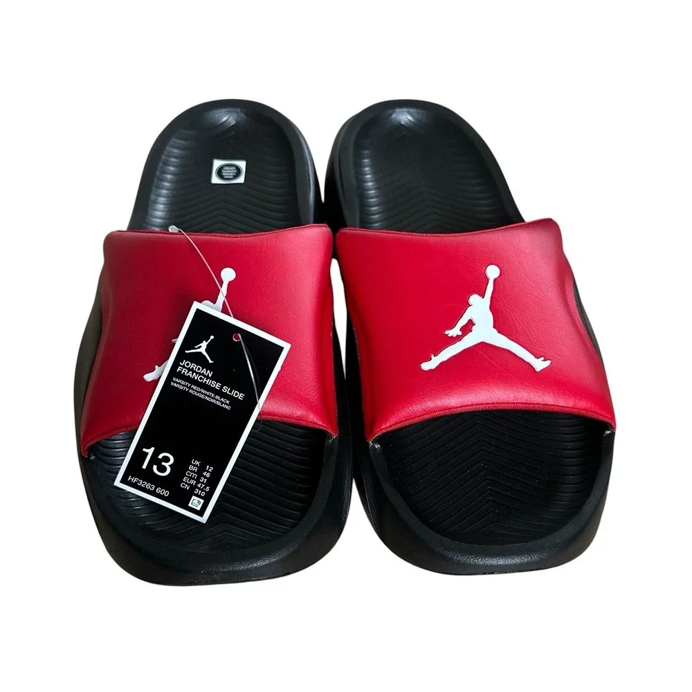 Nike Jordan Franchise Slides Comfort Sports Slip-On Sandals Black Red Size 13